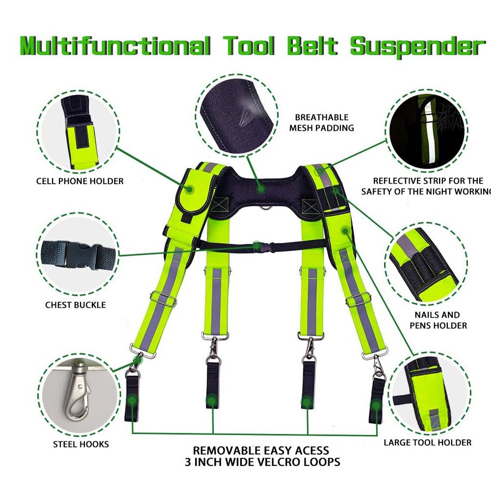 Bretelles de ceinture à outils pour charpentier et électricien, sac de soutien lombaire réglable, tablier combiné, ceinture à outils de style joug