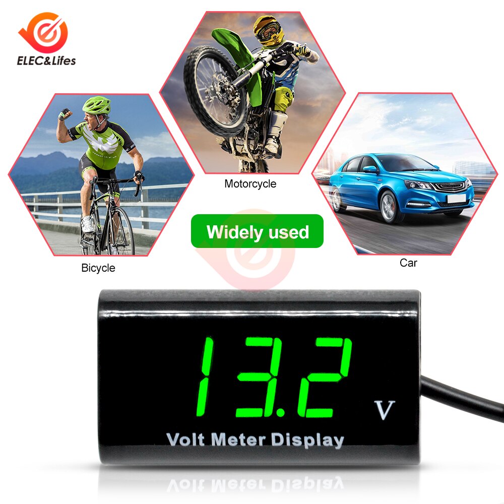 Dc 8-18v ipx 6 vandtæt digitalt voltmeter til bilmotorcykel 12v 0.56 tommer led display volt monitor spændingsmåler tester 0-100v