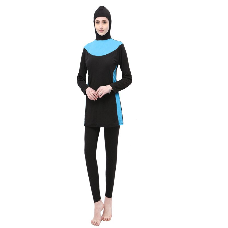 Due-Pezzi Musulmano Delle Donne Spa Costumi Da Bagno Costume Da Bagno Islamico Pieno Viso Hijab Nuoto Beachwear del Costume Da Bagno Dei Vestiti di Sport Burkinis