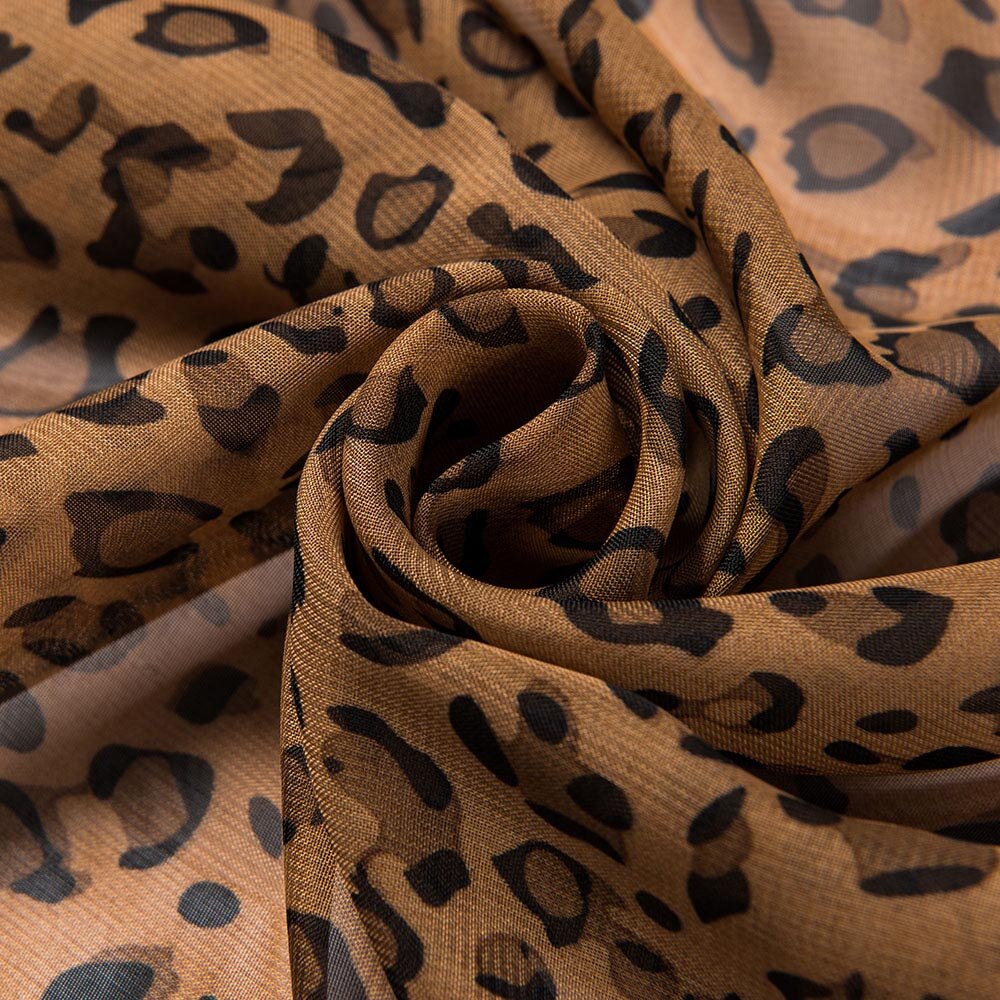 Lange luipaardprint sjaal, lange zijden luipaardprint chiffon sjaal wrap voor vrouwen of meisjes
