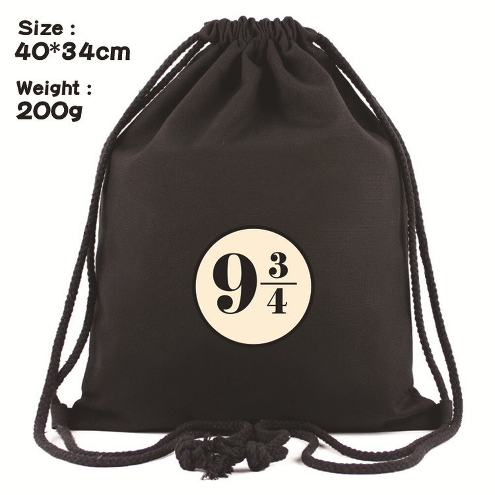 H.Potter Drawstring Canvas Backpack Men Women Shopping Bag Student School Bag Outdoor Storage Bag: 13