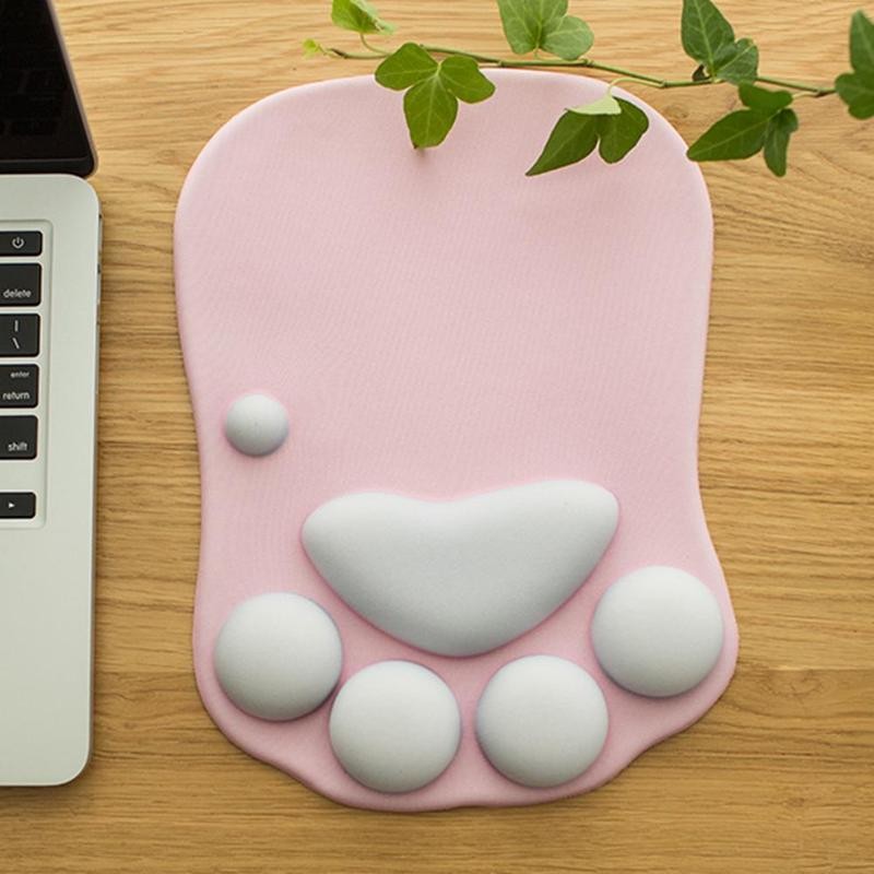 Leuke 3D Kat Poot Muismat Met Polssteun Siliconen Rust Pols Kussen Mode Rest Comfort Mouse Aaien