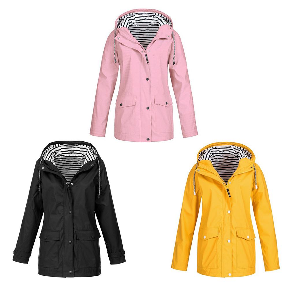 Camping Hiking Clothes Women Solid Rain Jacket Outdoor Plus Size Waterproof Hooded Raincoat Windproof Coat 3XL