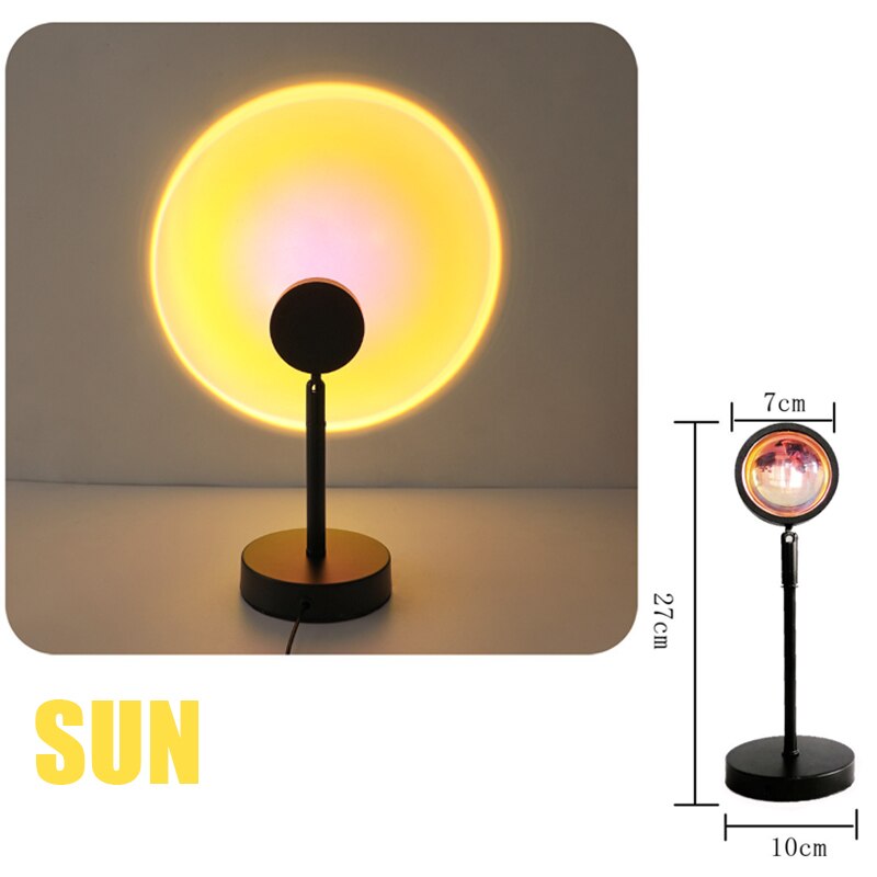 Applique murale à Led avec projecteur de couleur arc-en-ciel et USB, luminaire décoratif d'intérieur, idéal pour un salon ou une chambre à coucher: 7cm Sun