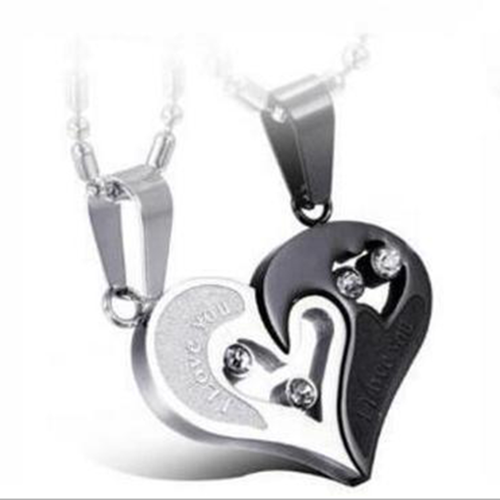 1 Paar Paar Hartvorm I Love You Hanger Ketting Unisex Liefhebbers Koppels Sieraden Mode