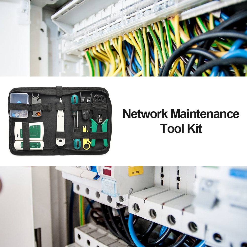 14  rj11 rj45 rj12 teiliges reparaturset mit lan-kabeltester, crimpzange, crimpzange und steckerklemme für tragbares ethernet-netzwerk-reparaturwerkzeug
