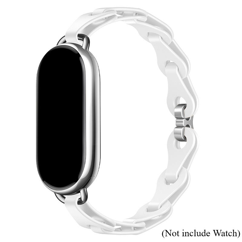 Rubber Strap for Xiaomi Mi Band 9 Stainless Steel Buckle Bracelet for Miband 8 NFC Lady Style Replacement Silicone Band