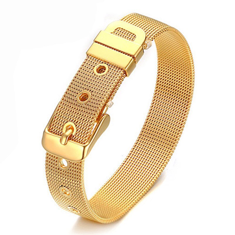 316L Stainless Steel Bracelets & Bangles For Men or Women Male Female Metal Wrap Bracelet Wrist Band Coupes Jewelry: Gold