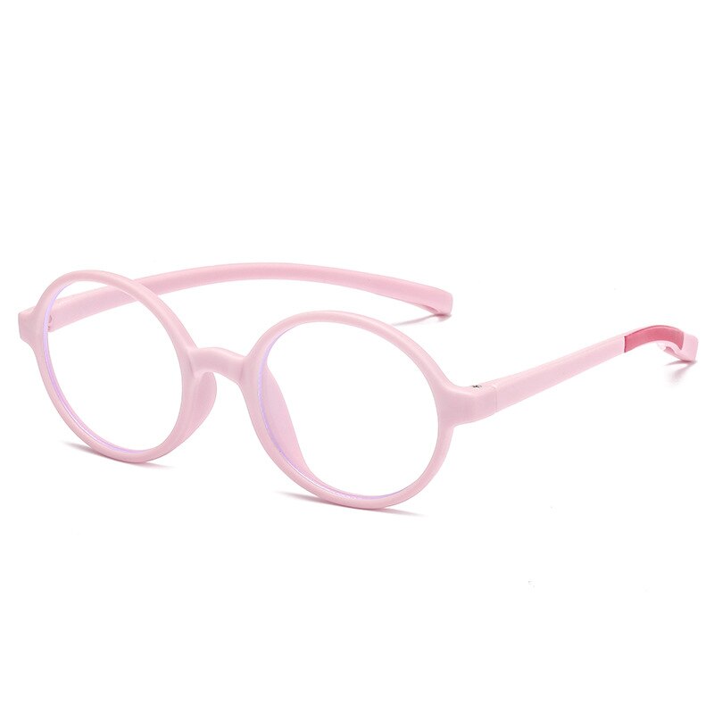 Gafas con montura de silicona suave para niños y niñas, lentes antirayos azules, Protector de ojos, montura de vidrio, lentes transparentes: C6 Pink