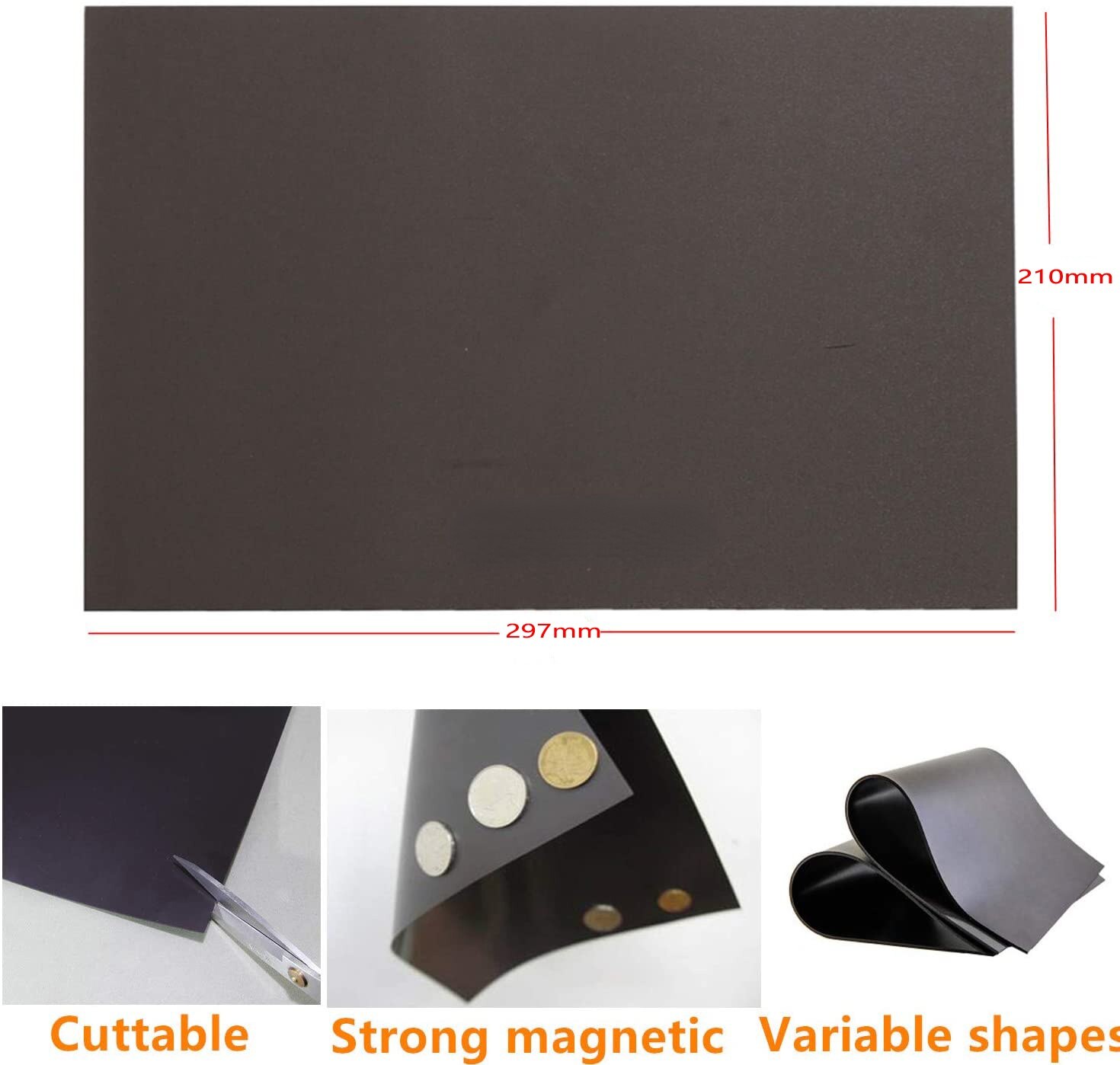 A4 magnetplader sorte magnetmåtter til køleskab foto- og billedskæringsformsmagneter magnetisk på den ene side 0.5mm