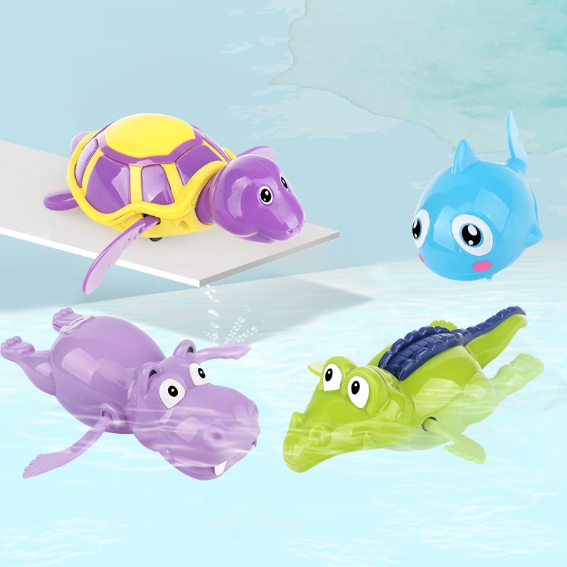Kinder bad spielzeug schwimm schwimmen bade cartoon niedliche kleine tier baby spielen wasser kleine schildkröte kleine hippo