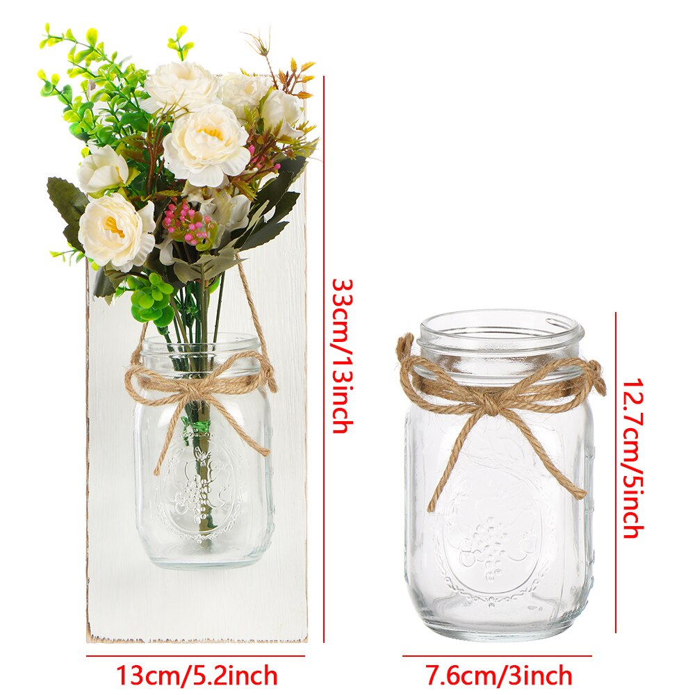 Tira de luces LED de pared con Control remoto para colgar en el hogar, apliques de luz con flores artificiales de tarro de albañil, decoración para el hogar, 2 uds.