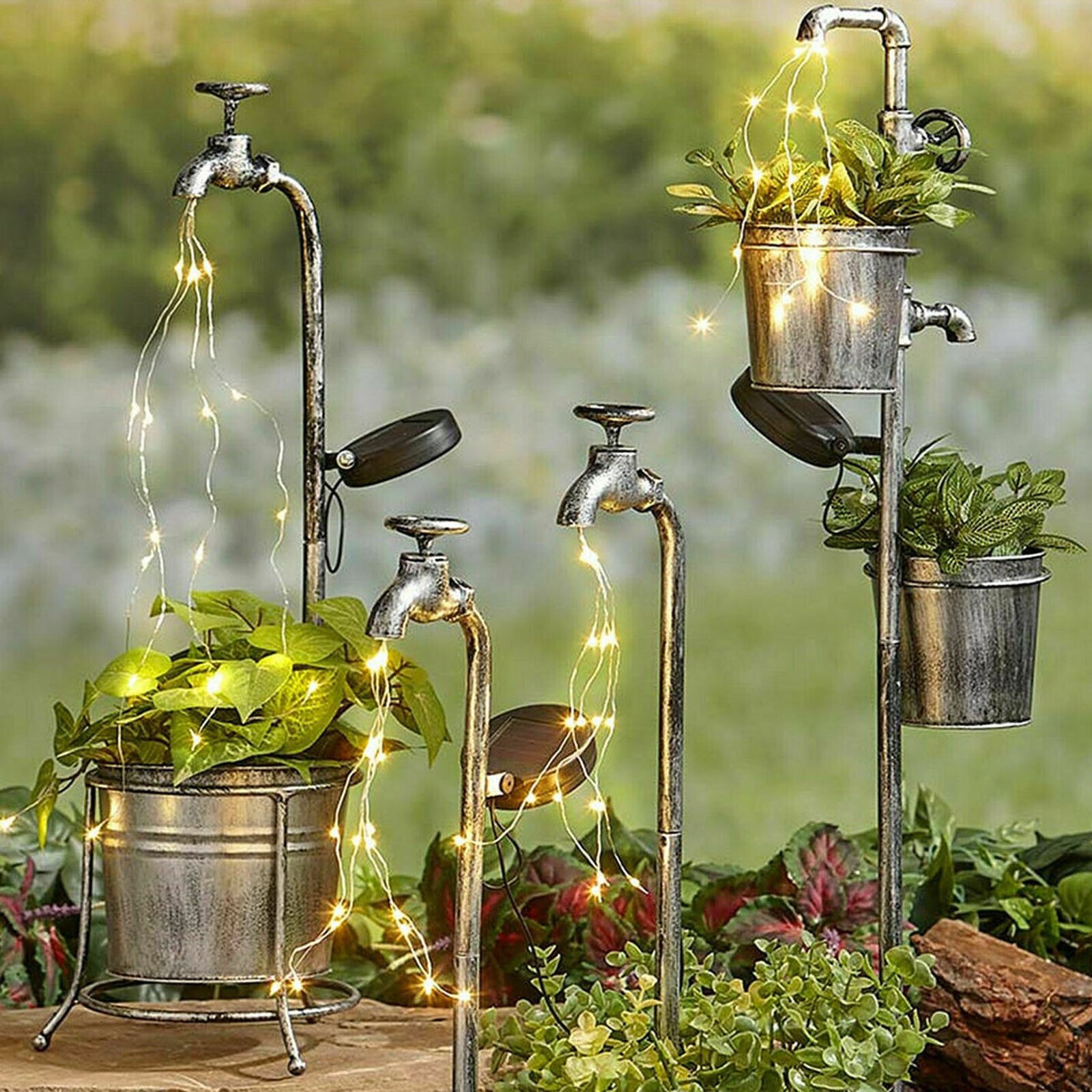 Tuin Art Licht Decor Solar Water Kraan Planter Licht Gazon Art Outdoor Decor Voor Tuin Gazon Landschap Lamp Licht