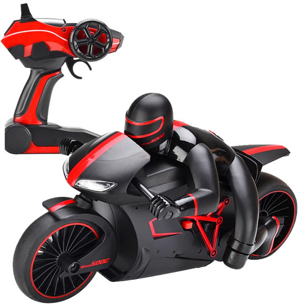 2.4g trådløs højhastigheds fjernbetjening motorcykel model legetøj stunt drift bil legetøj til børn støtte: Rød