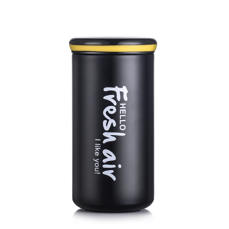 350ml termokander kaffekrus kop rustfri stål vakuumkolber rejse termisk isoleret vandflaske tumbler thermo cafe: Sort a