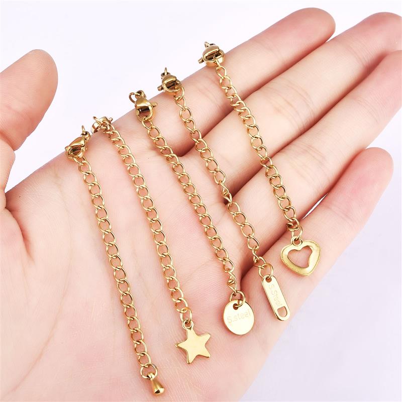 5/10/100pcs/Lot Stainless Steel Extended Extension Tail Chain Lobster Clasps Connector For Bracelet Necklace Jewelry Making