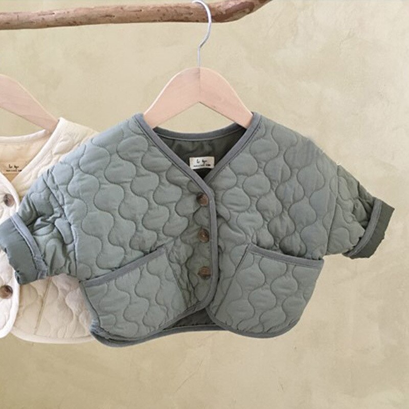 Kids Jas Winter Kinderen Jongens En Meisjes Herfst Jas Gewatteerde Jas Brood Grid Katoen Bovenkleding Jas Baby jas: Green / 12m 80cm