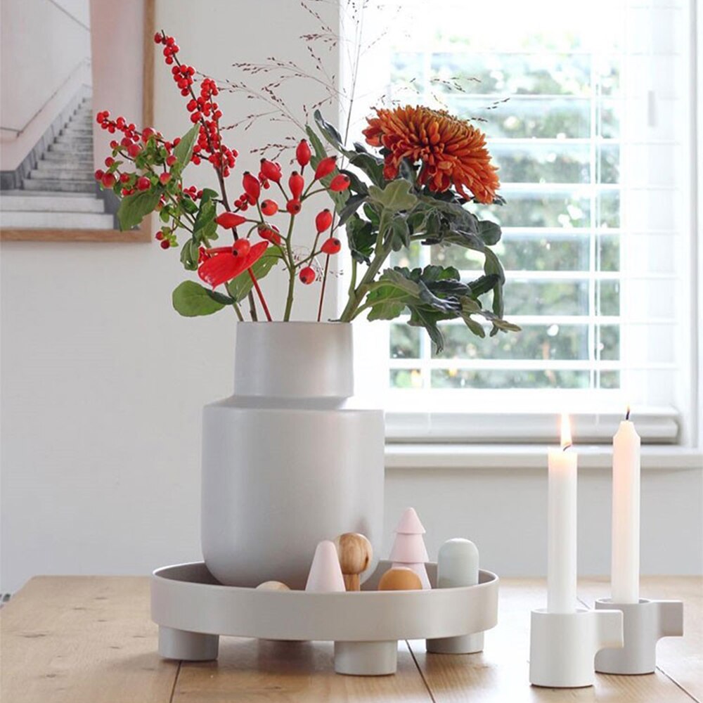 Noordse plastic ronde opberglade voor servies, witte ringenlade, decoratieve sieraden, bureau, bruiloft, keuken, organizerlade