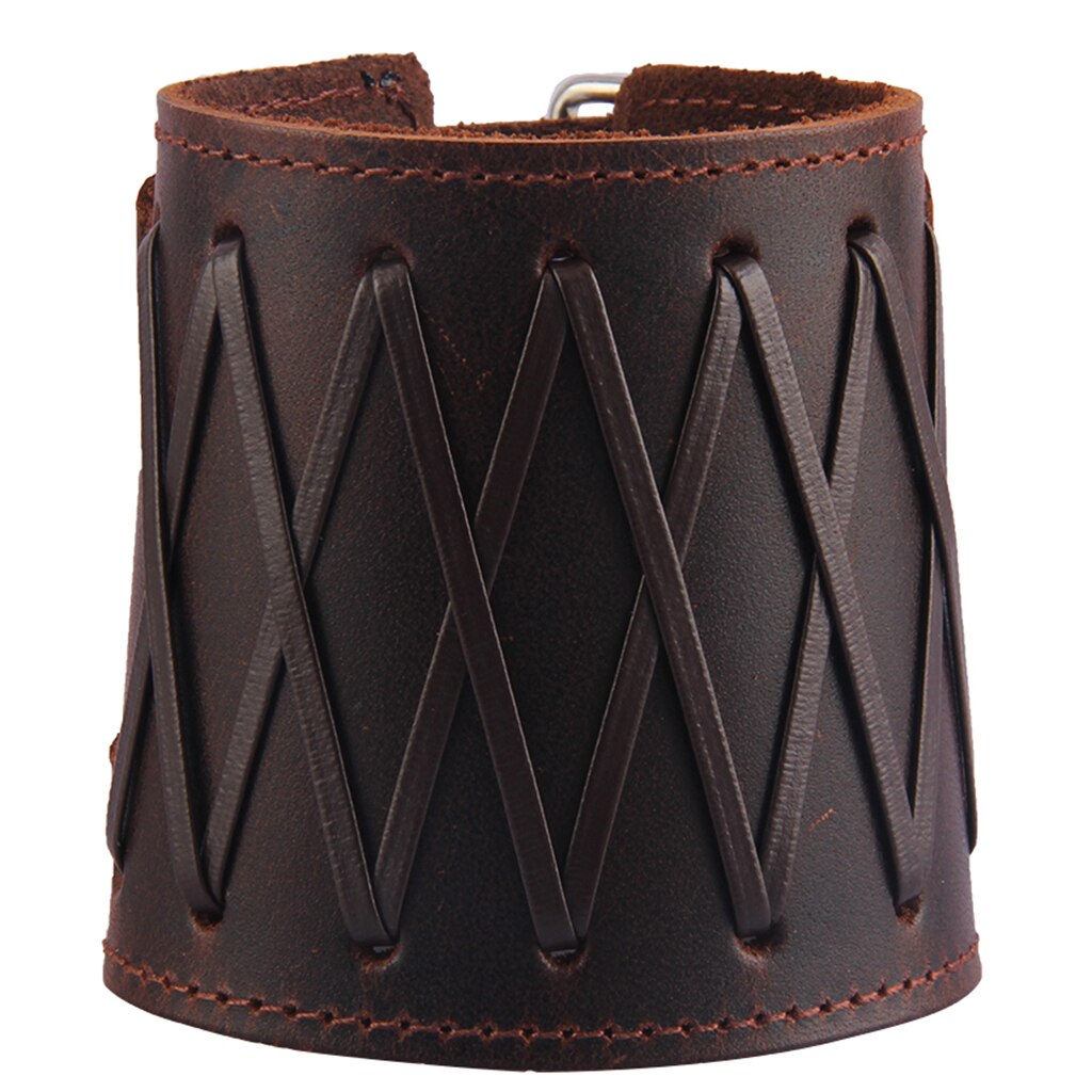 Pu Lederen Arm Manchet Pols Protector Gauntlet Bracer Voor Vrouwen Mannen: Brown