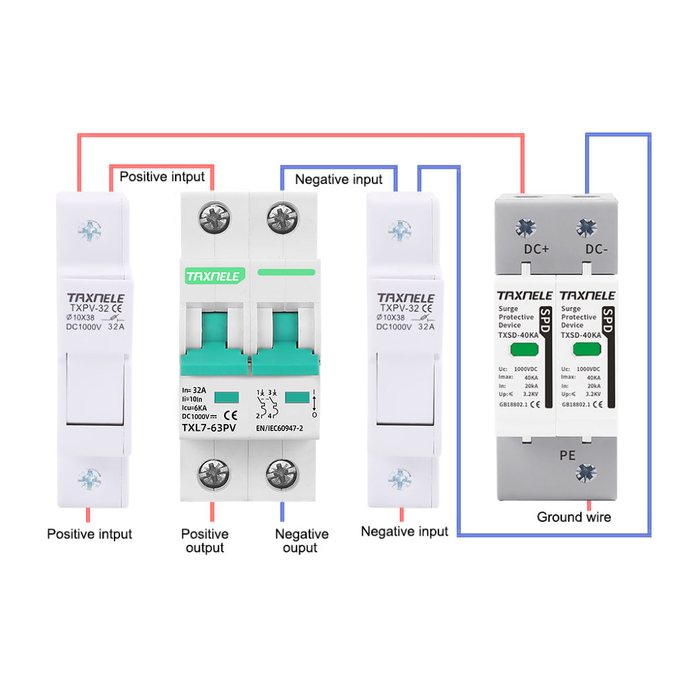 2P DC 1000V L7 MCB Solar Mini Circuit Breaker Overload Protection Battery Switch 10A 16A 20A 25A 32A 40A 50A 63A Photovoltaic PV