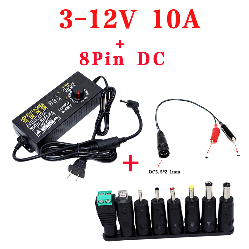 AC DC Adjustable Power Supply 3V 5V 6V 9V 12V 2A 3A 5A 10A AC/DC Switching Powe Supply Adapter Universal 220V To 12V Volt Adapte: Other