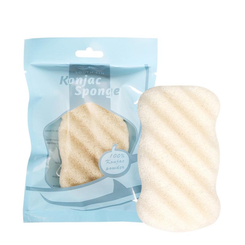 1Pcs Natuurlijke Zachte Konjac Facial Puff Lichaam Reinigen Sneldrogende Spons Wave Patroon Peeling Cleaner Beschermen Huid 7 kleuren: 01
