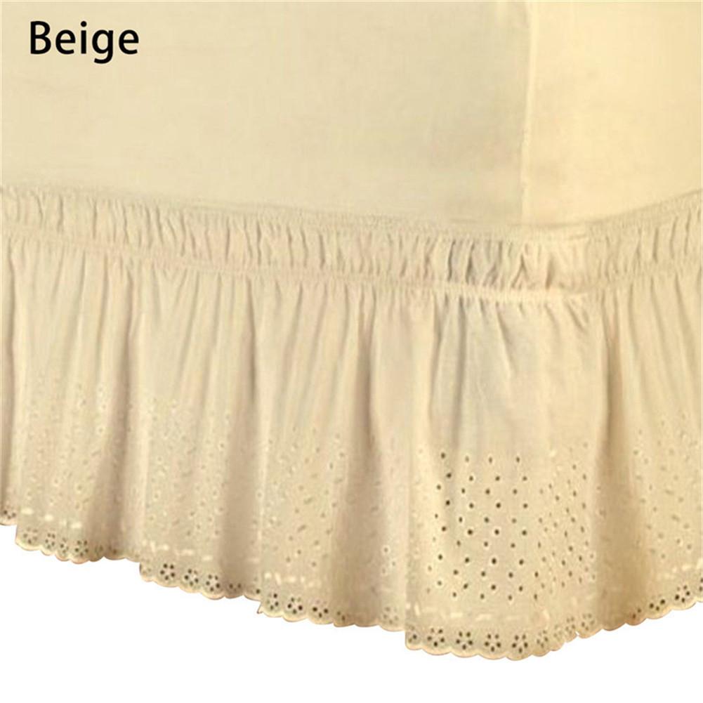 Jupe de lit à enrouler en coton, couvre-matelas à volants, couvre-lit simple avec broderie reine, facile à adapter, 1.5 m / 1.8 m / 2 m: YELLOW