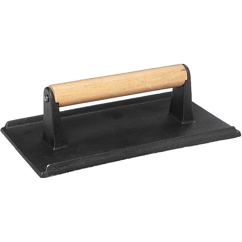 Kraftig bøf og burgerpresse med træhåndtag til grill, grillplader og fladplader. perfekt gadget til bacon: Default Title