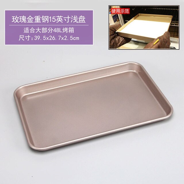 Vierkante antiaanbak cake bakvorm koekjesvorm pizza cake bakvorm koolstofstaal bakgereedschap keuken koken: 39.5 x 26.7 x 2.5cm rg