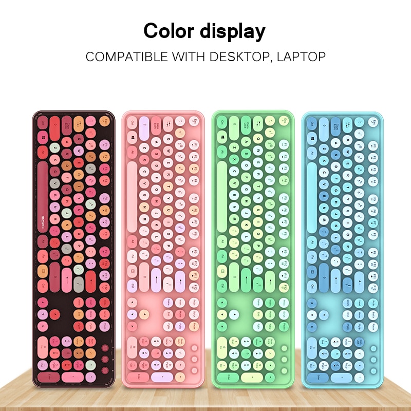4 Kleur Gemengde Kleur Game Toetsenbord En Muis Set 2.4Ghz Draadloze Vintage Universele Desktop Toetsenbord En Muis Kit Voor meisje