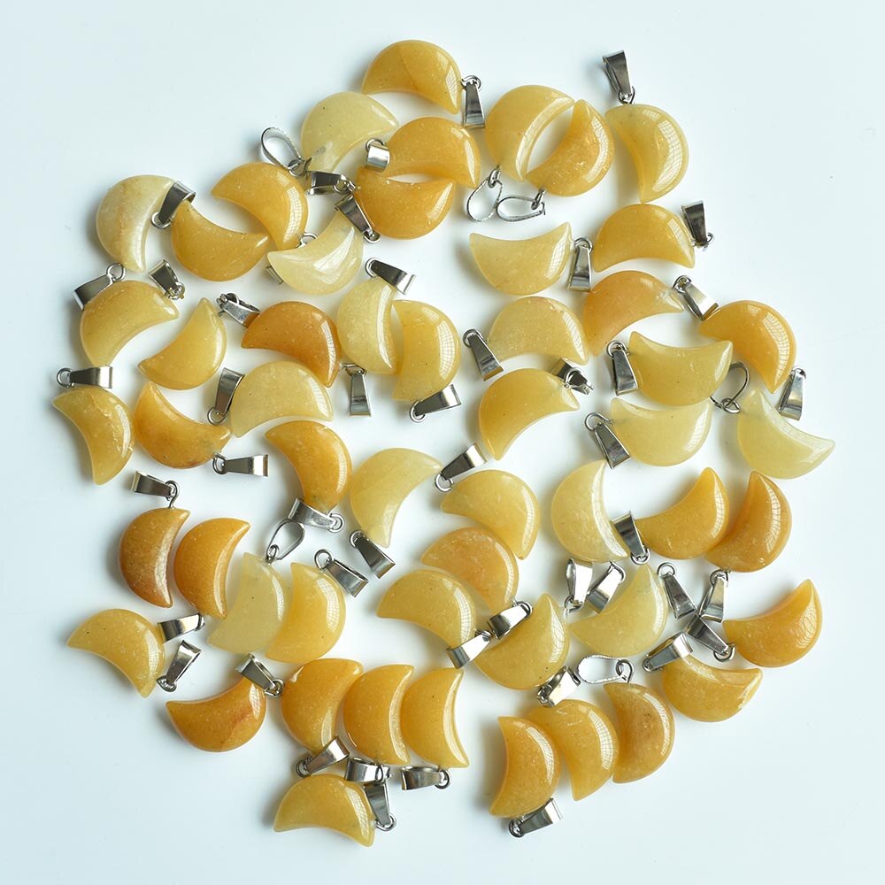 assorted natural stone crescent moon shape charms pendants for DIY jewelry making 24pcs/lot free