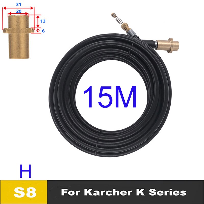 15 mètres d'égout tuyau de vidange tuyau drague nettoyant Kits d'outils pour Karcher Lavor Interskol Huter Nilfisk Stihl Elitech nettoyeur haute pression: Bleu