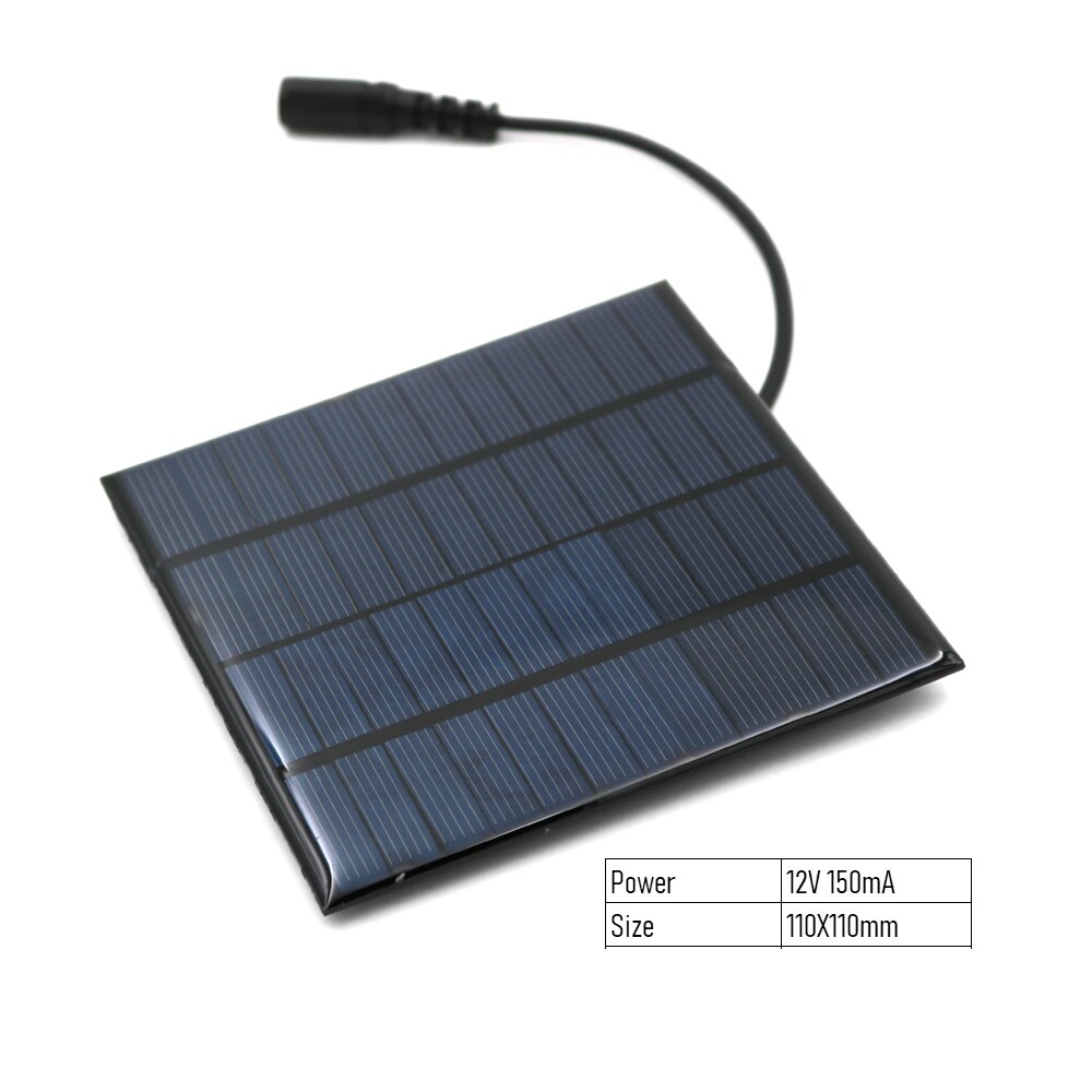 Zonnepaneel 12V 1.5W 2W 2.5W 3W 4.2W 5W 7W 10W mini Zonnestelsel Diy Voor Batterij Mobiele Telefoon Opladers Draagbare 5.5*2.1 Dc Plug: 1.8W