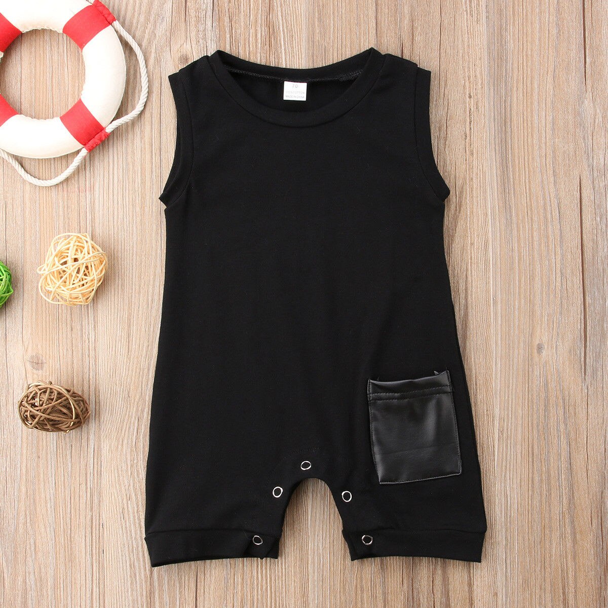 Brand Cute Toddler Baby Boys Girl Cotton Romper Sleeveless Jumpsuit Pocket Patchwork Outfits Kids Clothes Sunsuit Sets