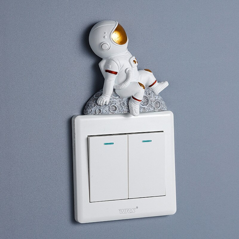 Astronaut switch indsæt astronaut socket dekoration klistermærke familie vægklistermærke moon resin 3d stereo socket klistermærke