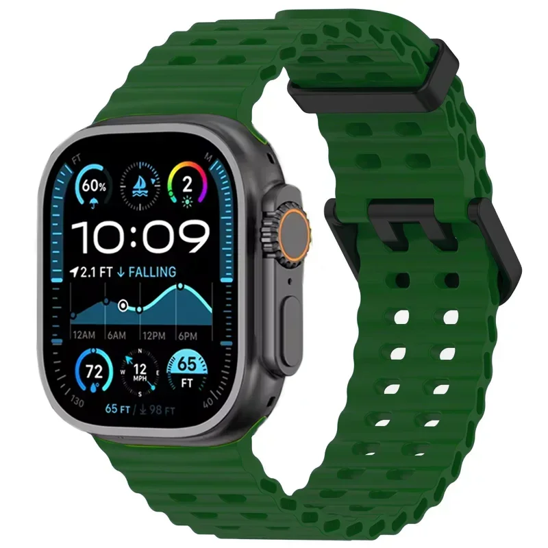 Bracelet en Silicone Souple pour Apple Watch Ultra 2/1, Confortable et Respirant, 49mm 10 46mm 9 8 7 45mm IWatch 6 5 4 SE 44mm