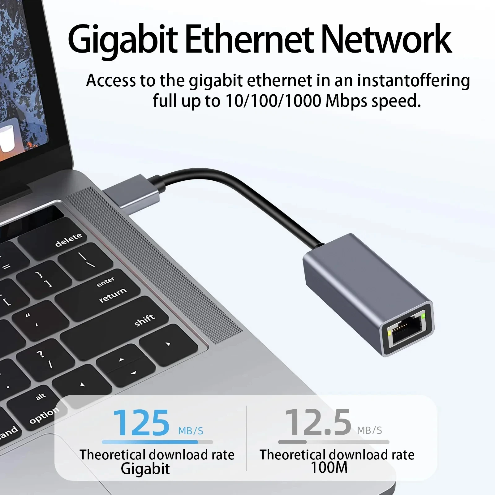 100/1000Mbps USB Type C Ethernet Adapter Rj45 Ethernet Adapter Network Card USB Internet Cable For PC Macbook Windows Laptop