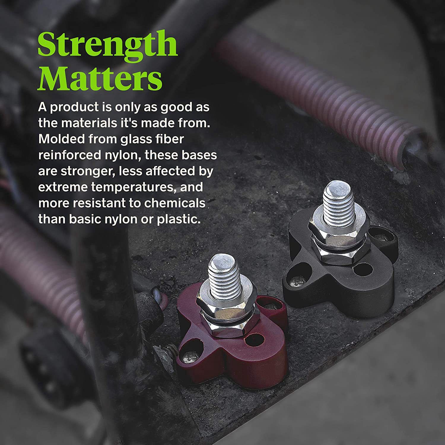 2Pcs Battery Power Distribution Terminal Block [M10 Dual Studs] [Max 48V ] Ground Insulated Junction Post