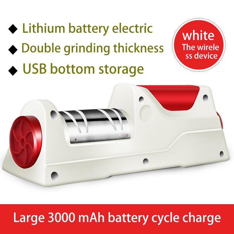 Afilador de cuchillos eléctrico automático máquina de afilar , recargable por USB, herramientas de afilado, máquina afiladora de cuchillos de cocina: white