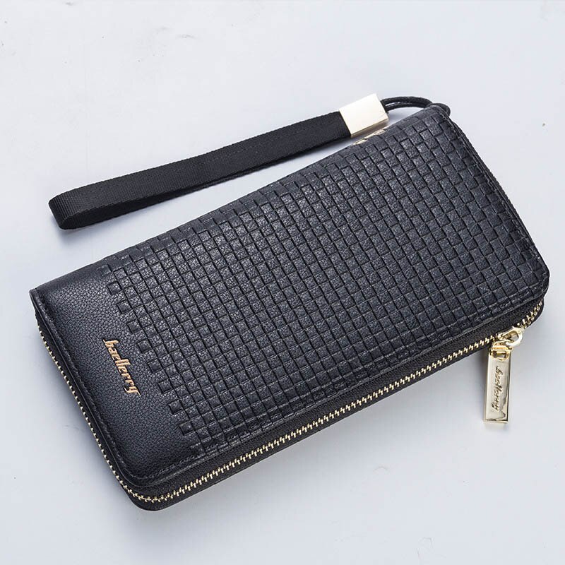 Luxury Brand Men Purse Clutch Bag Male Long Wallets Casual Zipper Coin Purses Big Capacity Men's Wallet MWS199: Black