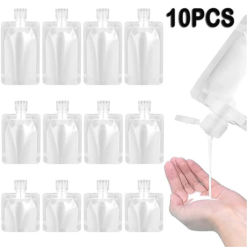 10Pcs Travel Hervulbare Clamshell Verpakking Zak, Lege Squeeze Plastic Stand Up Tuit Zakje Voor Lotion Shampoo Opslag Container