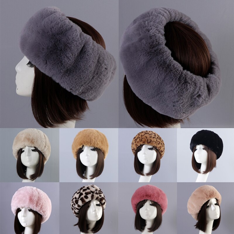 Dameshoed winter imitatiebont warmer hoeden dikke, zachte, lege top russische muts herfst oorwarmer outdoor skimutsen zacht