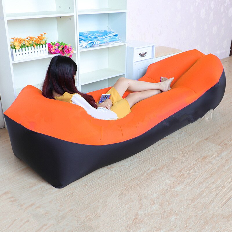 Infaltable-SACO DE dormir para sofá cama, saco de playa para vagos, almohada ligera para vagos, para acampar, XA135A: Orange Black