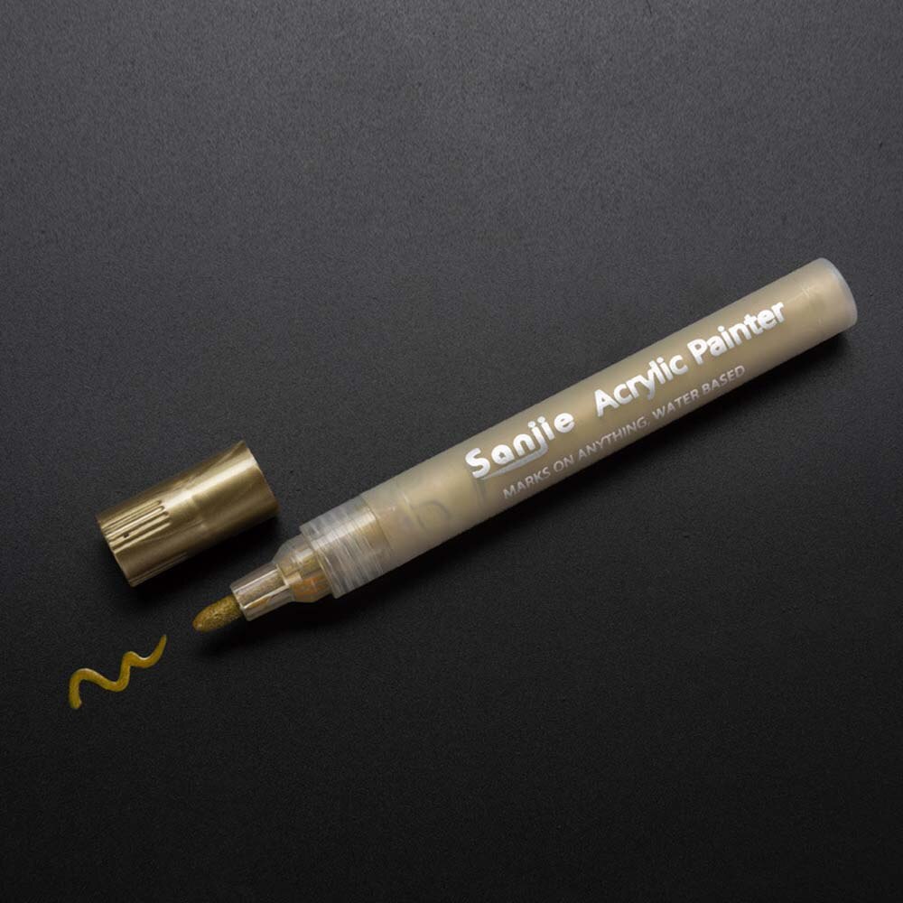 12 Colors Permanent Acrylic Paint Marker Pens For Ceramic Rock Glass Wood Fabric Canvas DIY Painting Office School Supplies: gold