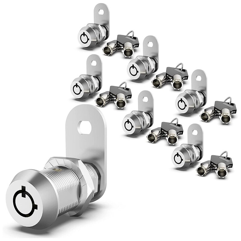 Verrou de rangement à clé pour camping-car, lot de 6, serrure à came améliorée, pour armoire de camping-car, porte, tiroirs, boîte à outils: white