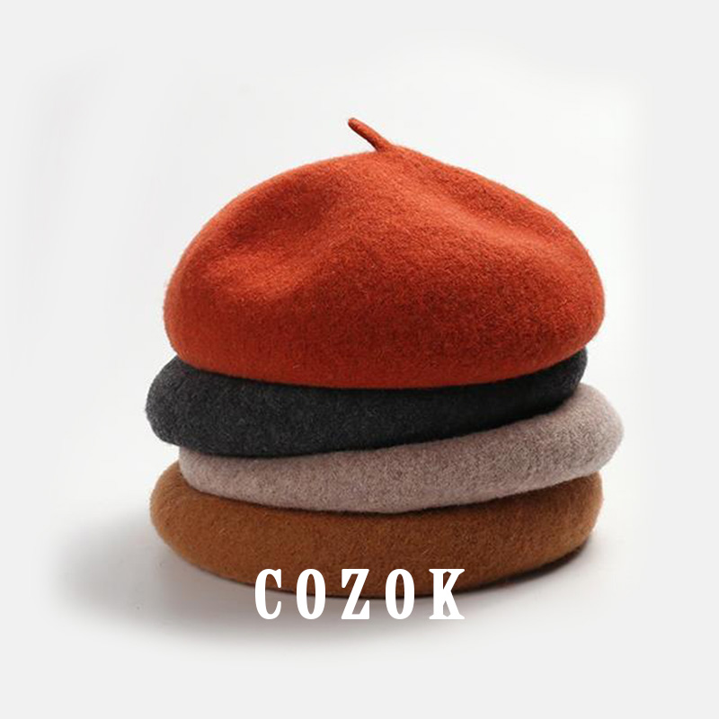 Cappelli da donna eleganti berretto da donna cachemire peloso morbido artista francese berretti berretto inverno donna elegante cappello da pittore di lana solido