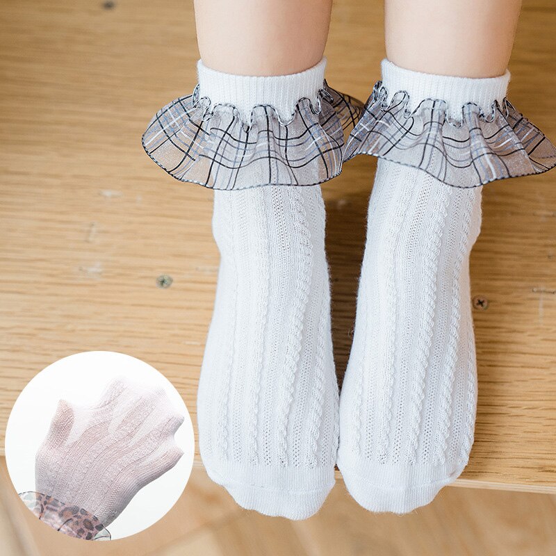 Children's Socks Mesh Girl Princess Lace Socks Leopard Lace Student Mid Tube