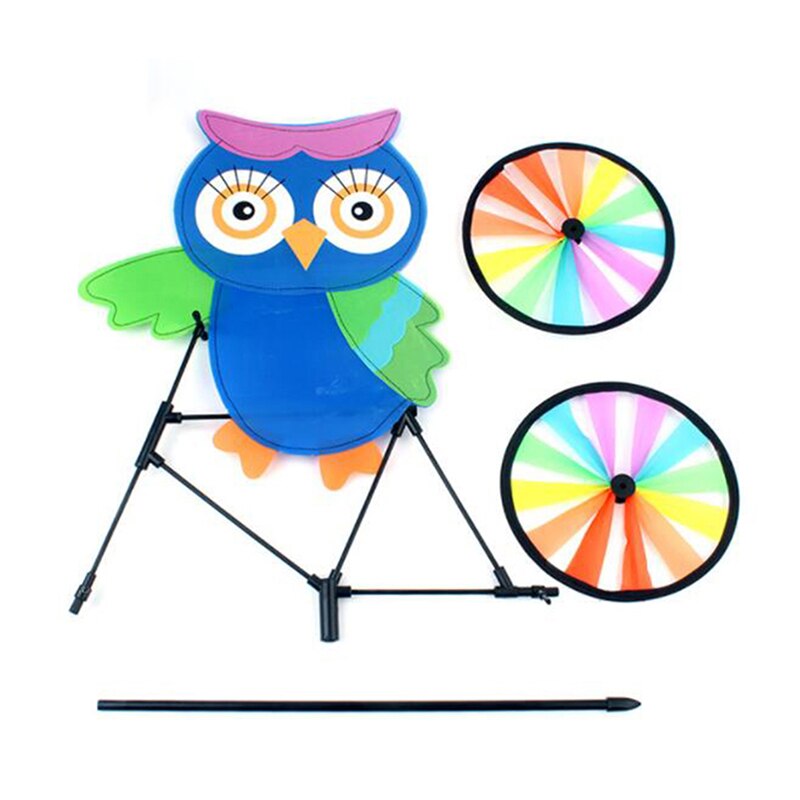 3D Ebene Karikatur Eule Auf Fahrrad Windmühle Windrad Wirbel freundlicher Spielzeug Spinner Garten Rasen Hof Dekoration