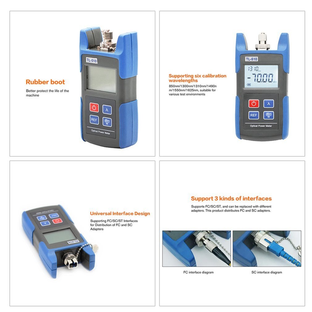 FTTH Fiber Optic Tool Kit -50~+26dBm Optical Power Meter Visual Fault Lcator Fiber Optic Pen Connector Ethernet Tester