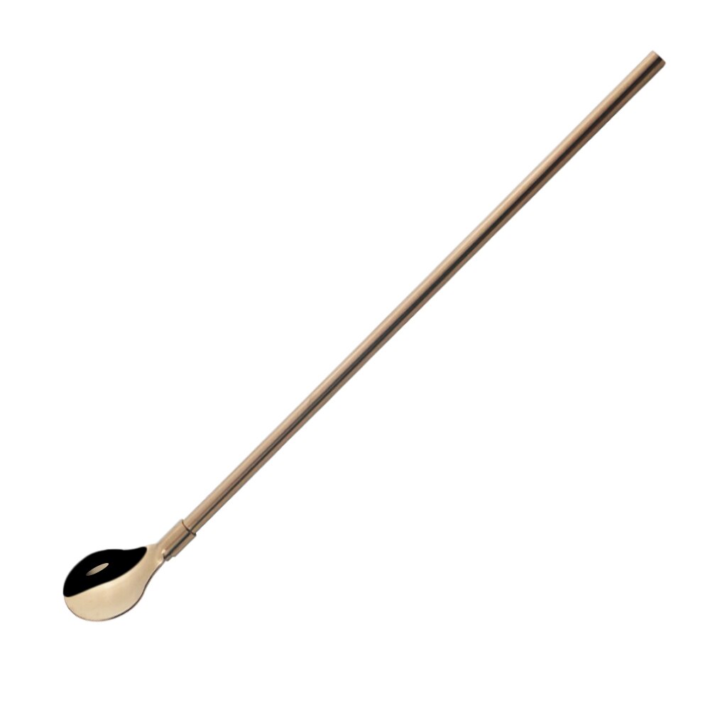 2Pcs Colorful Cocktail Stirring Spoon 18/10 Stainless Steel Metal Straws Reusable Drinking Straw Spoon Bar Coffee Stirring Tools: 2Pcs Rose